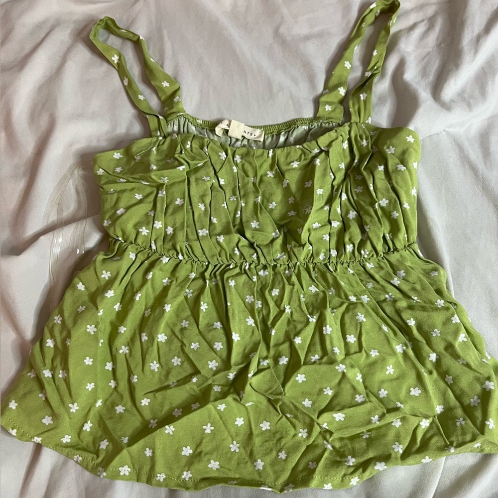 Pacsun Green and white floral tank top